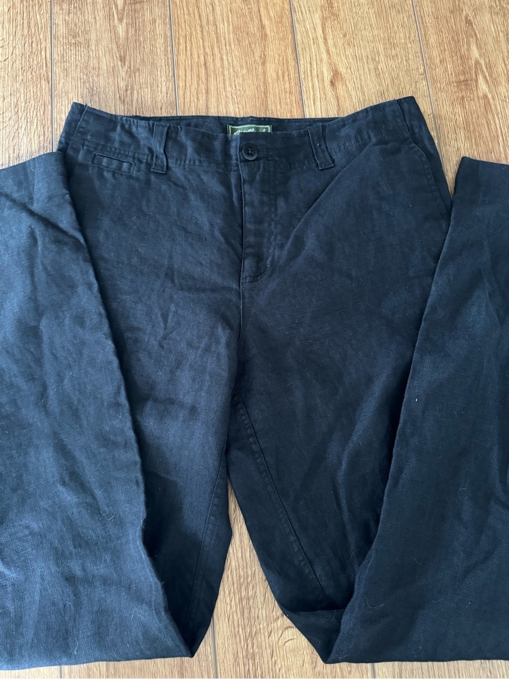Eddie Bauer Black 100% Linen, Casual Dress Wide Let Pants Size 10